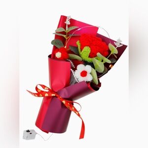 Crochet Rose Flower Bouquet Led Gift Box